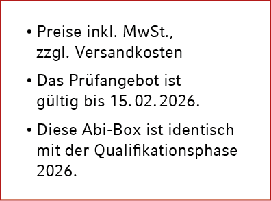 • Preise inkl. MwSt., zzgl. Versandkosten • Das Pr fangebot ist g ltig bis 15. 02. 2026. • Diese Abi Box ist identisc...