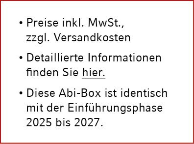 • Preise inkl. MwSt., zzgl. Versandkosten • Detaillierte Informationen finden Sie hier. • Diese Abi Box ist identisch...